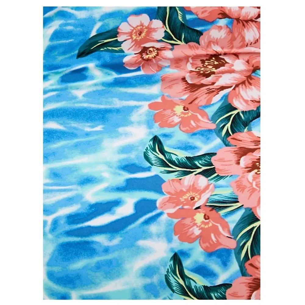NWT TORRID lattice back tropical blue water floral swimsuit